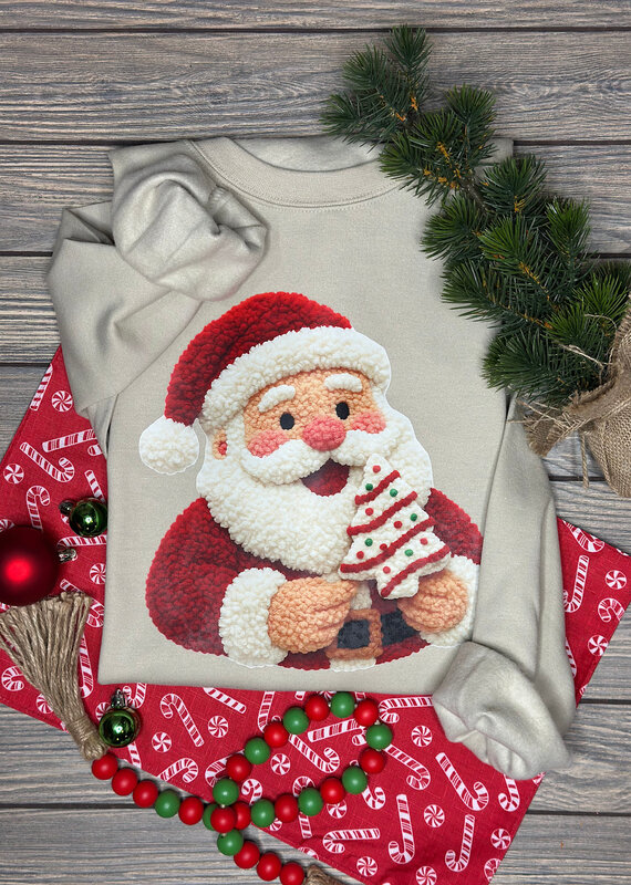 Gildan *Pre-Order* Beige Faux Yarn Santa Cake Crew (Youth & Adult)