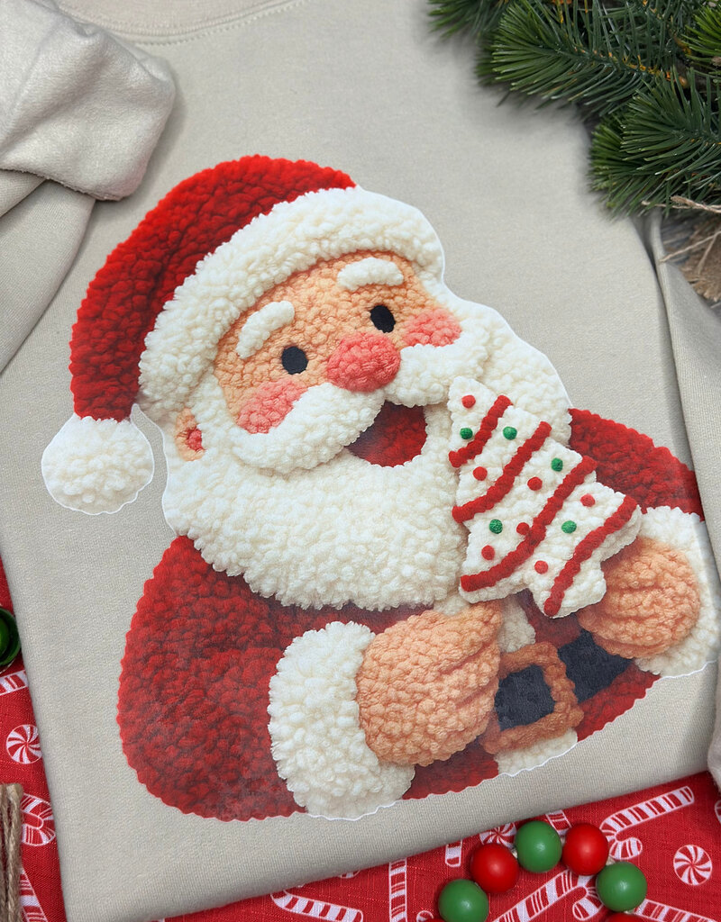 Gildan *Pre-Order* Beige Faux Yarn Santa Cake Crew (Youth & Adult)