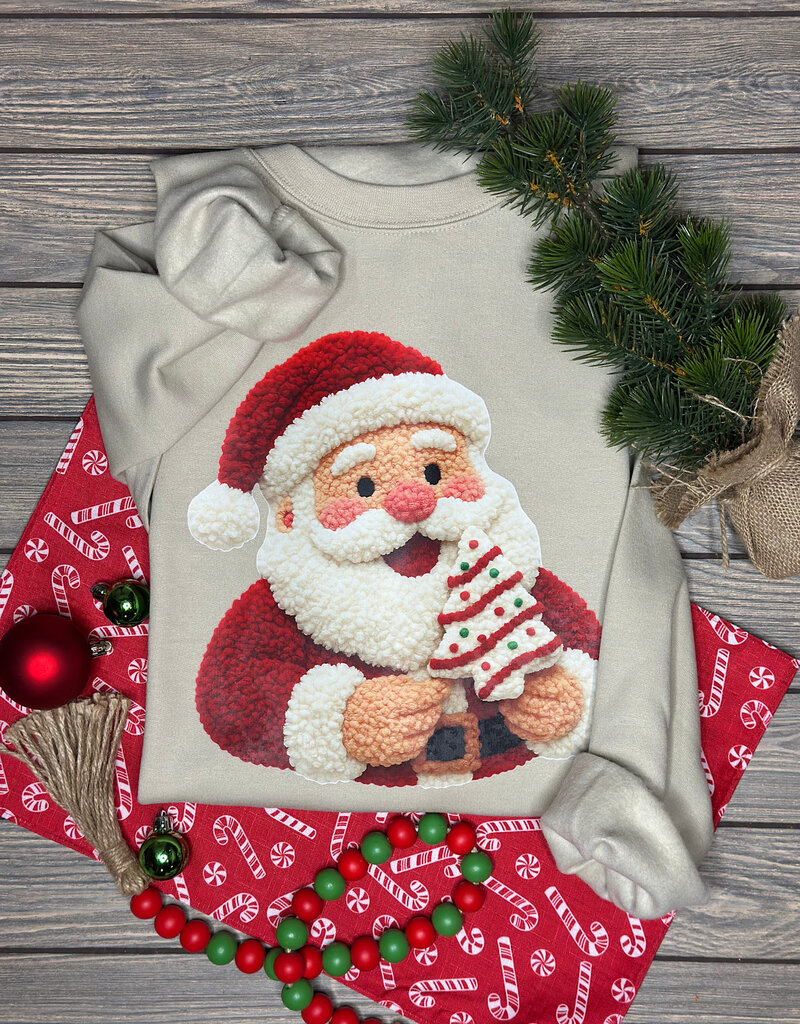 Gildan *Pre-Order* Beige Faux Yarn Santa Cake Crew (Youth & Adult)