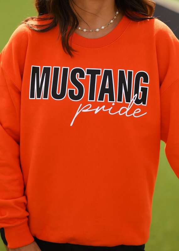 Orange Mustang Pride Crew Sweatshirt (S-3XL)