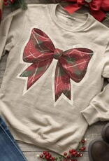 Gildan *Pre-Order* Beige Big Plaid Bow Crew (S-3XL)