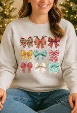 Gildan *Pre-Order* Gray Holiday Bow Collage Crew (S-3XL)