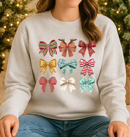Gildan *Pre-Order* Gray Holiday Bow Collage Crew (S-3XL)