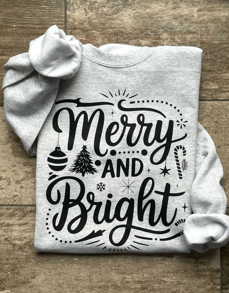 Gildan *Pre-Order* Gray Merry & Bright Crew (S-3XL)