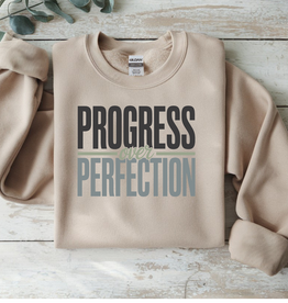 Gildan Progress Over Perfection Sand Crew (S-3XL) *Pre-Order Closes on 1/8/26*