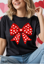 Gildan Black Faux Crochet Bow Tee (S-3XL) *Order before 2/4/26*