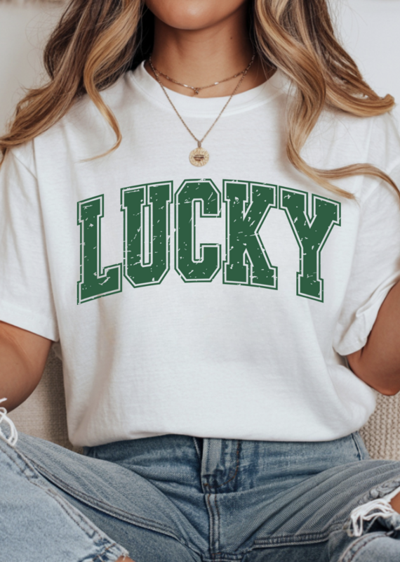 Gildan Distressed Lucky White Tee (S-3XL)