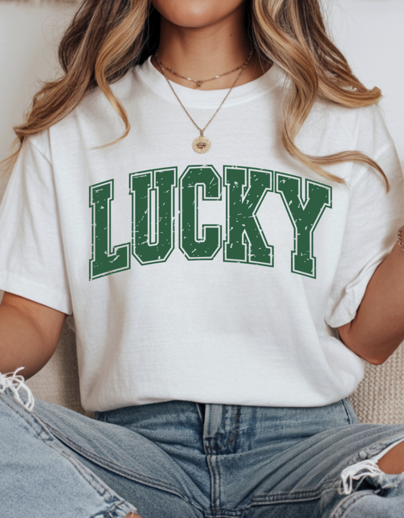 Gildan Distressed Lucky White Tee (S-3XL)