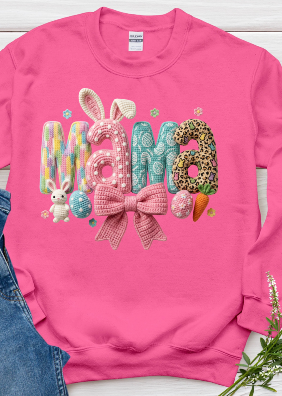 Gildan Easter Mama Hot Pink Crew (S-3XL)
