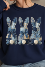 Gildan Patchwork Easter Bunnies Navy Crew (S-3XL)
