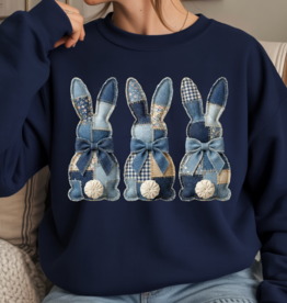 Gildan Patchwork Easter Bunnies Navy Crew (S-3XL)
