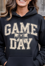 Gildan Distressed Game Day Bow Black Hoodie (S-3XL)