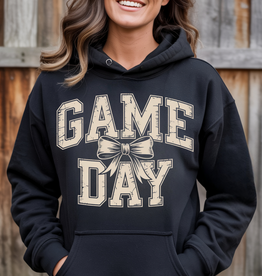Gildan Distressed Game Day Bow Black Hoodie (S-3XL)