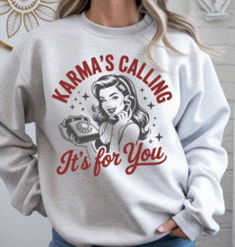 Gildan Karma is Calling Ash Crew Sweatshirt (S-3XL)