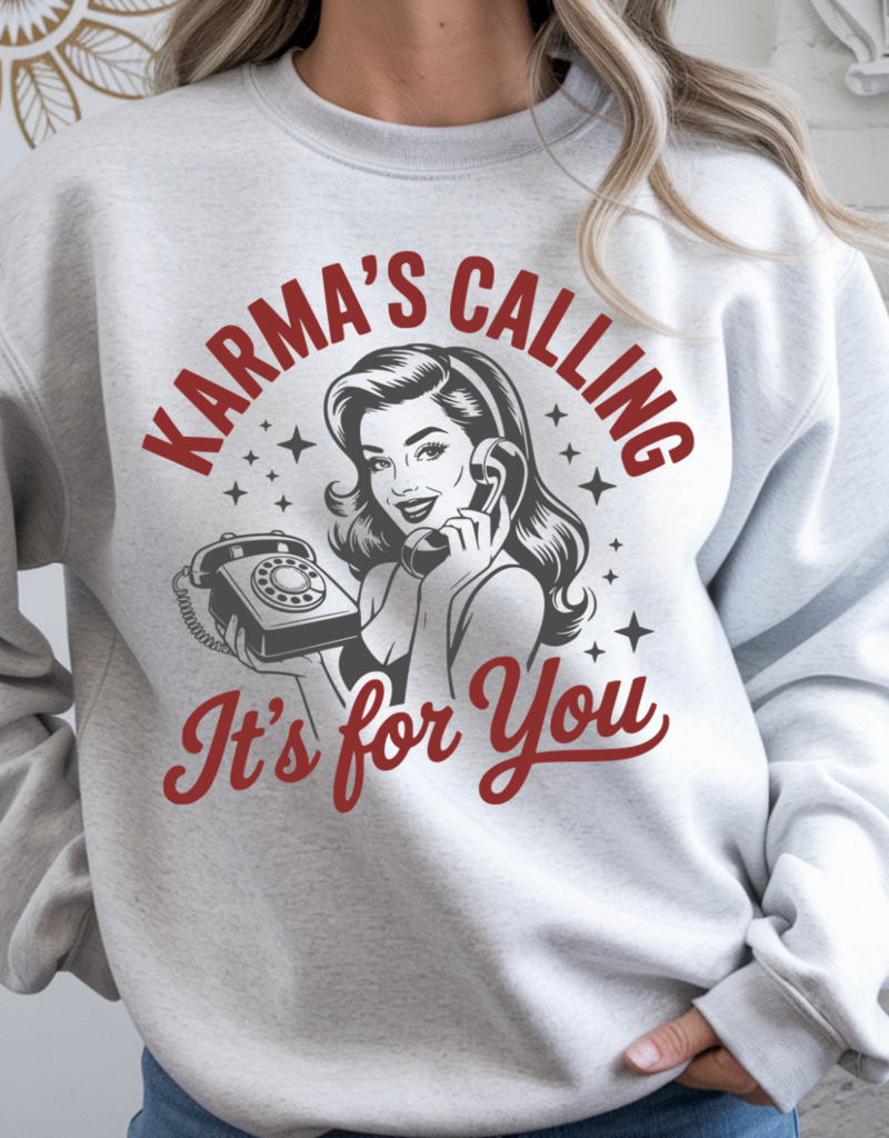 Gildan Karma is Calling Ash Crew Sweatshirt (S-3XL)