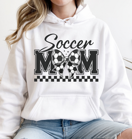 Gildan Bow Soccer Mom White Hoodie (S-3XL)