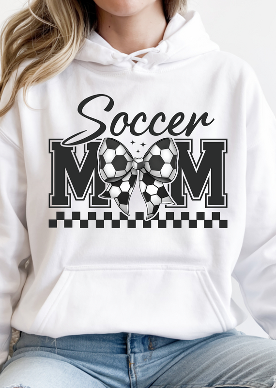Gildan Bow Soccer Mom White Hoodie (S-3XL)