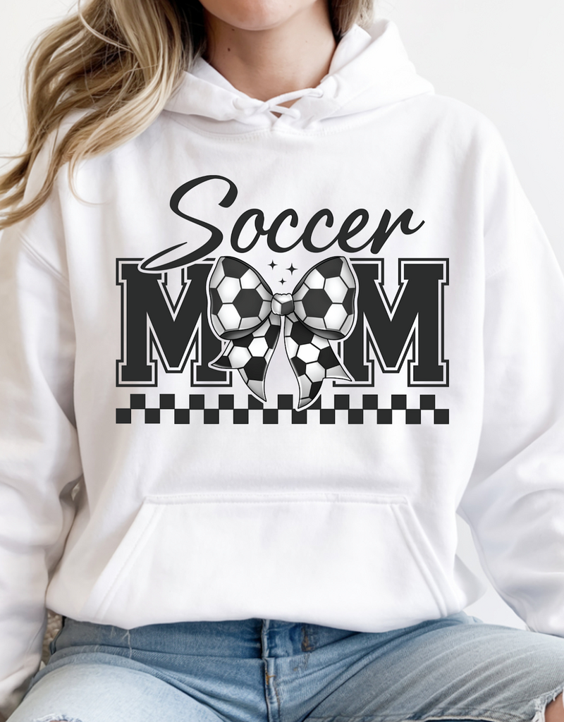 Gildan Bow Soccer Mom White Hoodie (S-3XL)