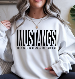 Gildan Mustangs - Hate Us White Crew (S-3XL)