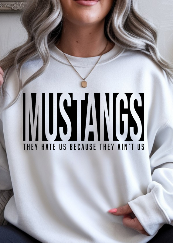 Gildan Mustangs - Hate Us White Crew (S-3XL)