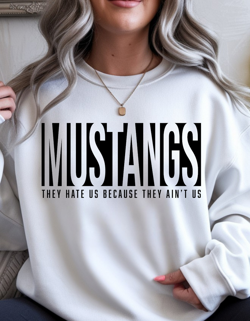 Gildan Mustangs - Hate Us White Crew (S-3XL)