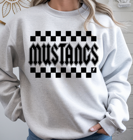 Gildan Checkered Mustangs Ash Gray Crew (S-3XL)