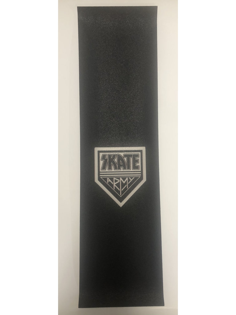 Meericle MFG Grip Tape Sheet 9in x 33in - Skate Army Logo Black and Clear