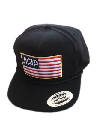 Acid Acid Flag Snapback Hat Black