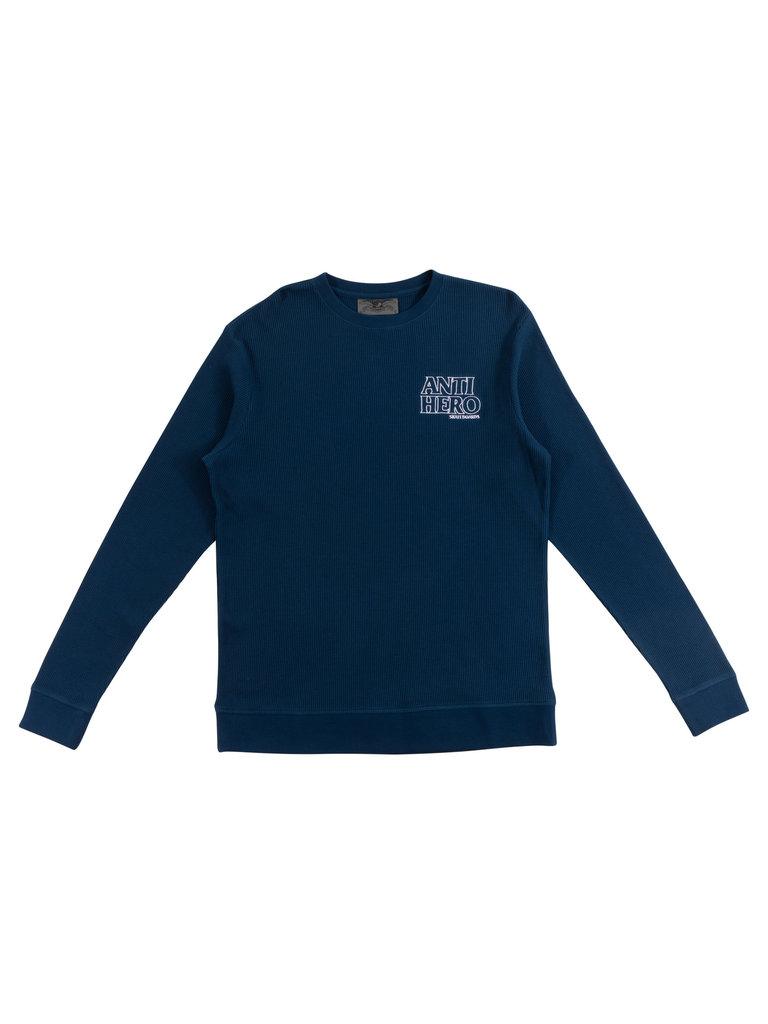 Anti Hero Anti Hero Lil Blackhero Outline Waffle Knit Crewneck Navy