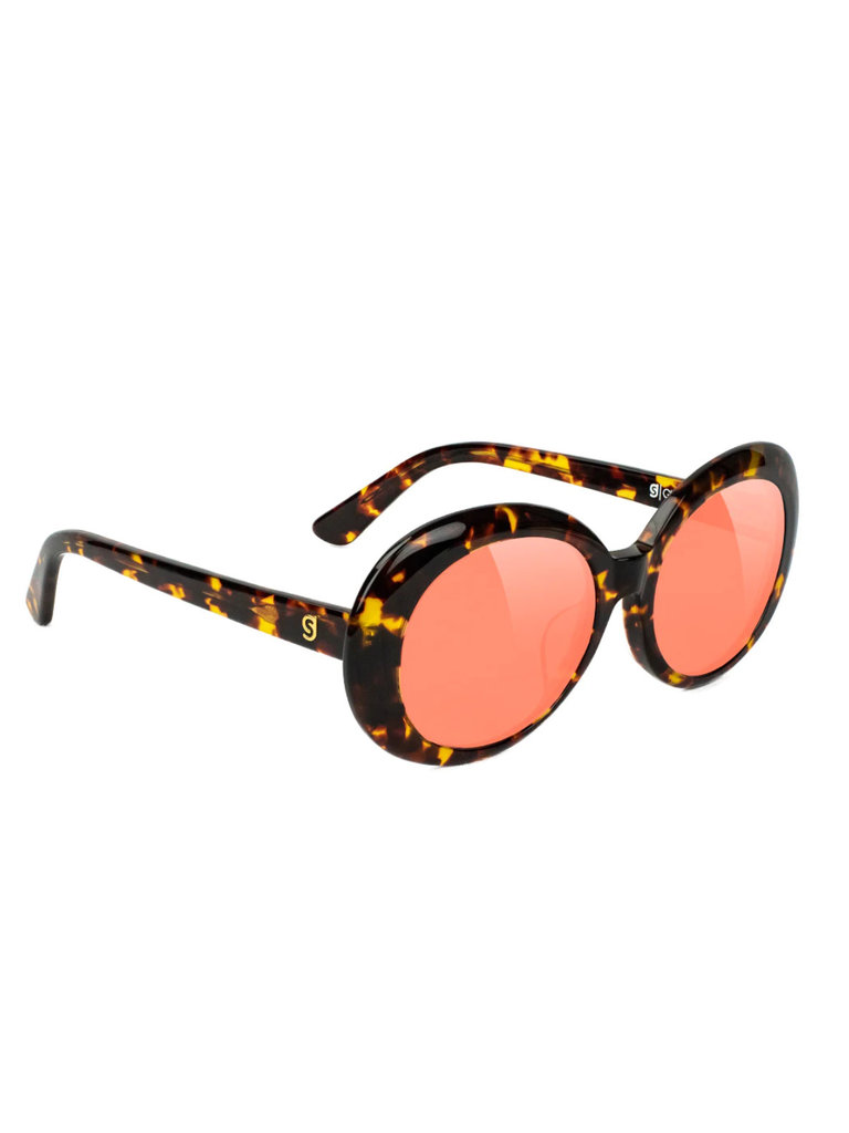 Glassy Glassy Sunglasses Burt Plus Polarized - Tortoise/ Red Lens