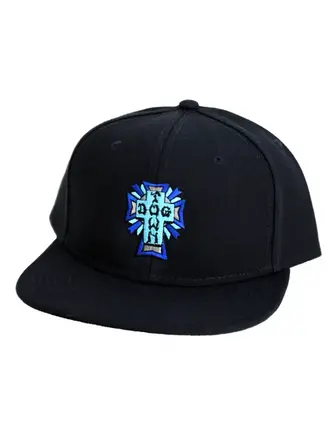 Dogtown Dogtown Cross Logo Color Snapback Hat - Black / Blue Cross