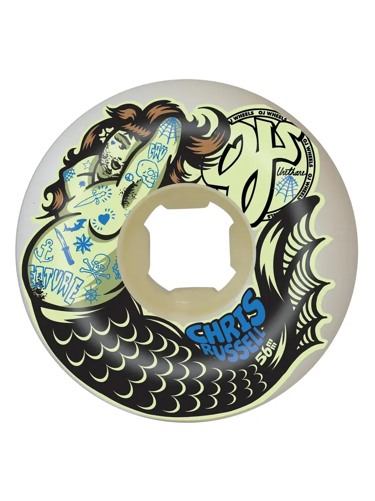 OJ 56mm Chris Russell Sexy Mermaid Double Duro White Mini Combo 99a/95a OJ Wheels