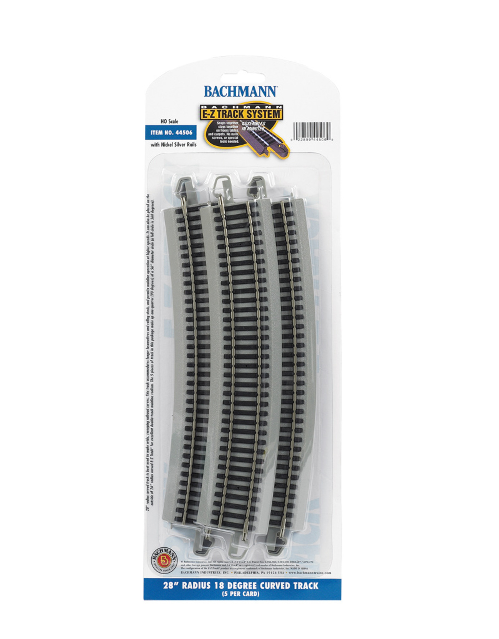 Bachmann HO Scale Nickel Silver/Gray EZ-Track 33.25in Radius 12-Degree Curve (4