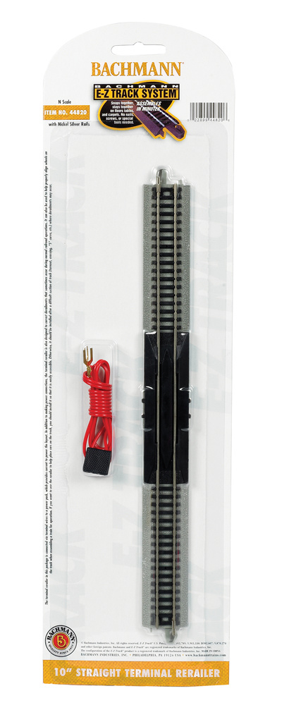44820 - 10" Straight Terminal Rerailer with Wire - N Scale EZ Track