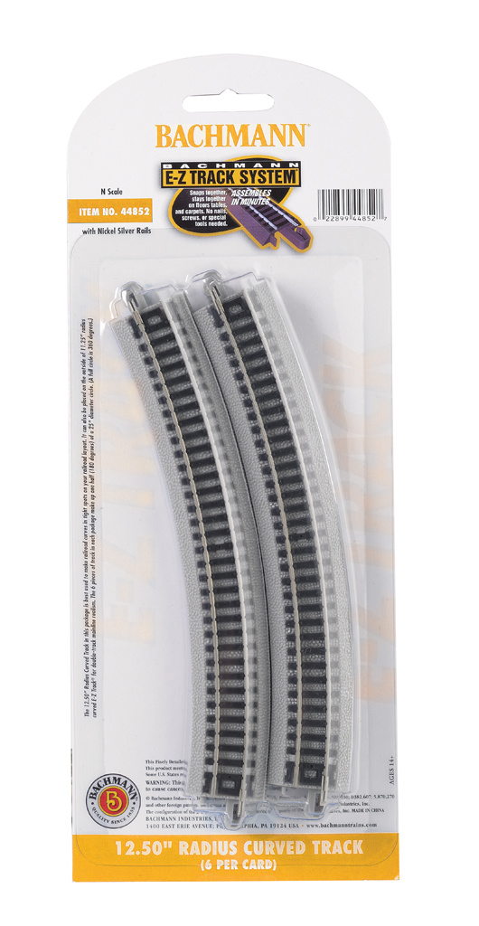 44852 - 12.50" Radius Curved Track - N Scale EZ Track