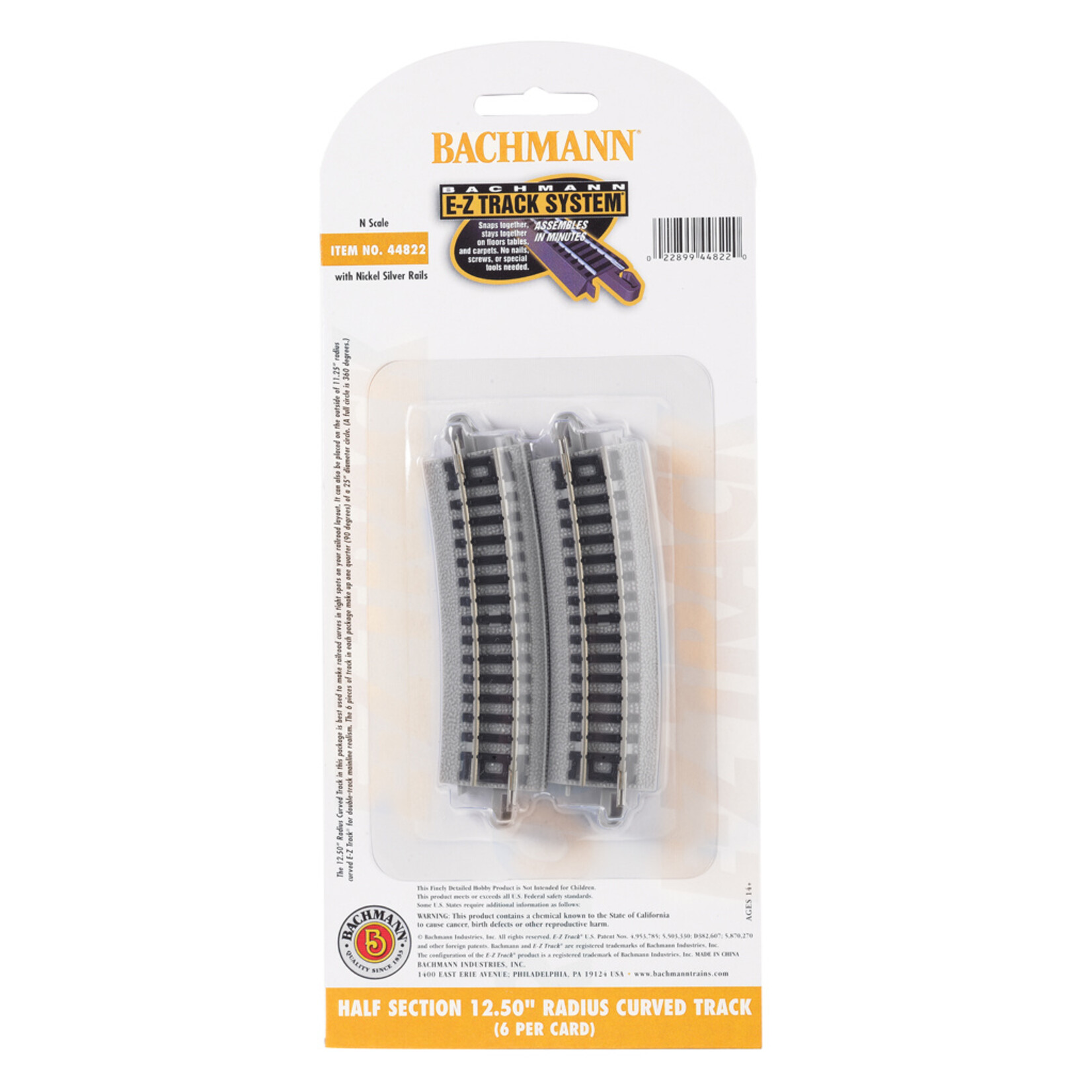 Bachmann 44822 - Half Section 12.50" Radius Curved - N Scale EZ Track