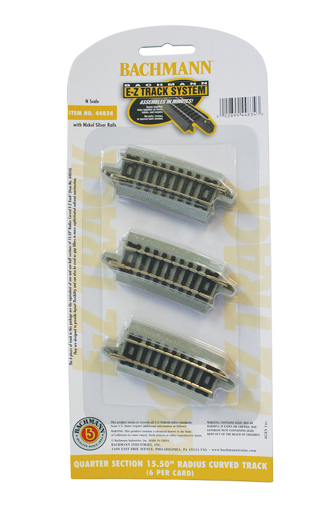 44834 - Quarter Section 15.50" Radius Curved - N Scale EZ Track