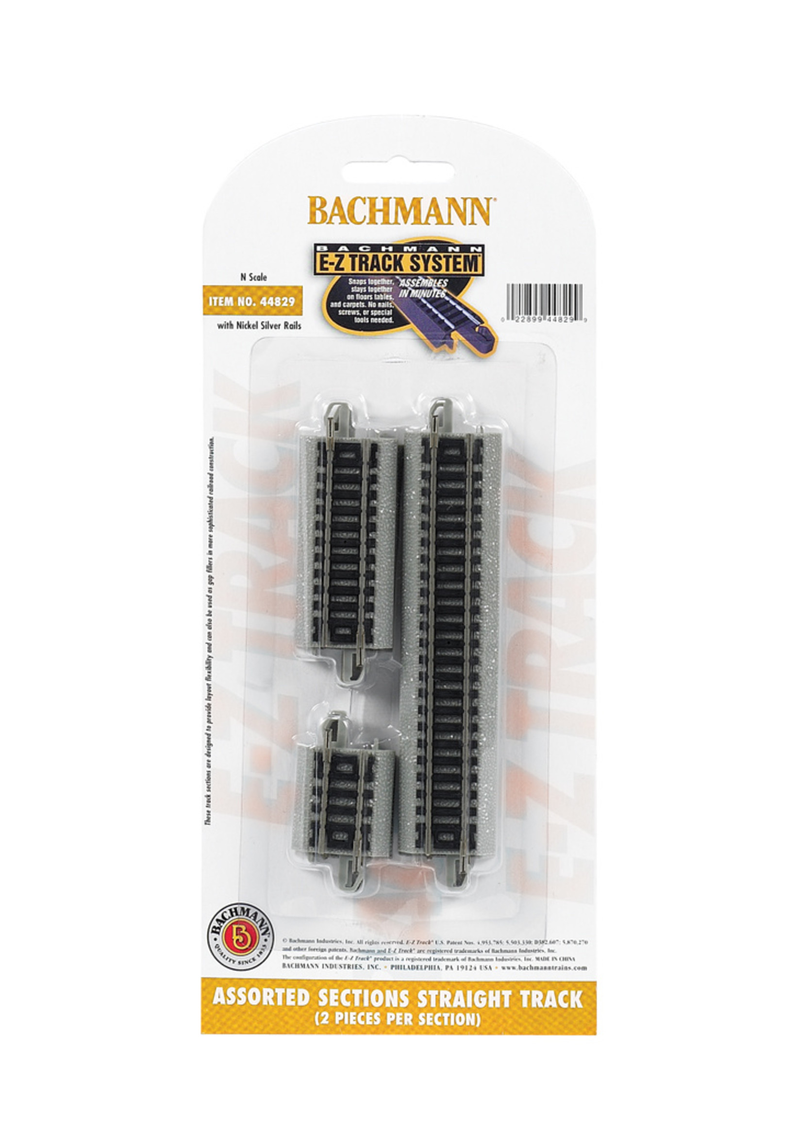 Bachmann 44829 - Assorted Straight Short Sections - N Scale EZ Track