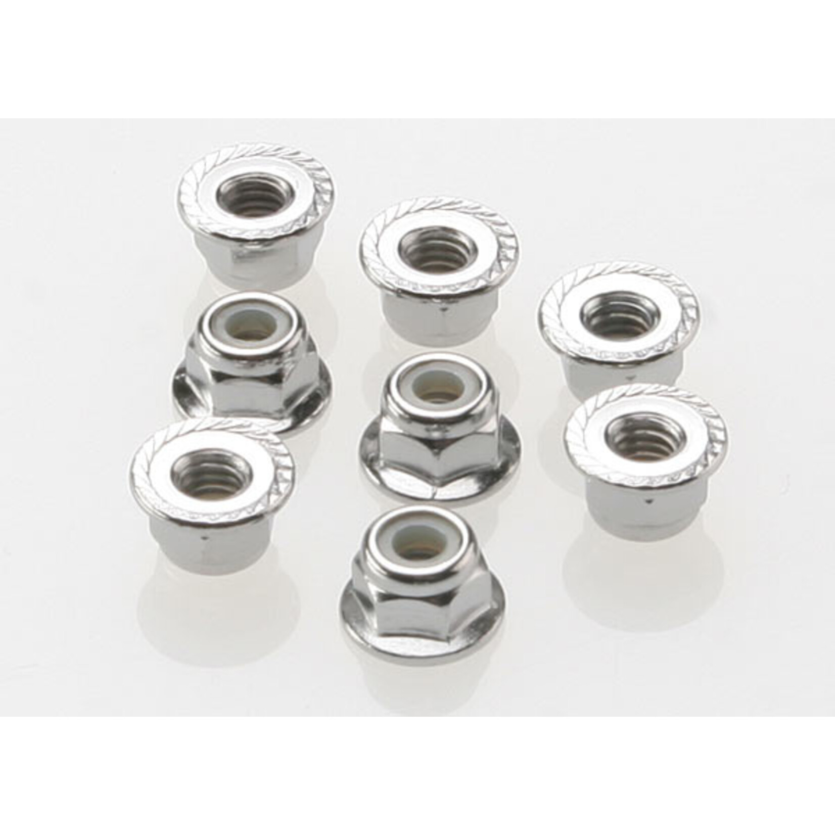 Traxxas 3647 - 4mm Steel Flanged Serrated Nylon Locking Nuts (8)