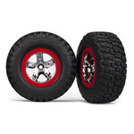 Traxxas 5867 - SCT Chrome, Red Beadlock Wheels / BFGoodrich® Mud-Terrain™ T/A® KM2 Tires