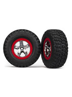 Traxxas 5867 - SCT Chrome, Red Beadlock Wheels / BFGoodrich® Mud-Terrain™ T/A® KM2 Tires