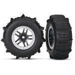 Traxxas 5891 - SCT Split-Spoke Satin Chrome Wheels / Traxxas Paddle Tires