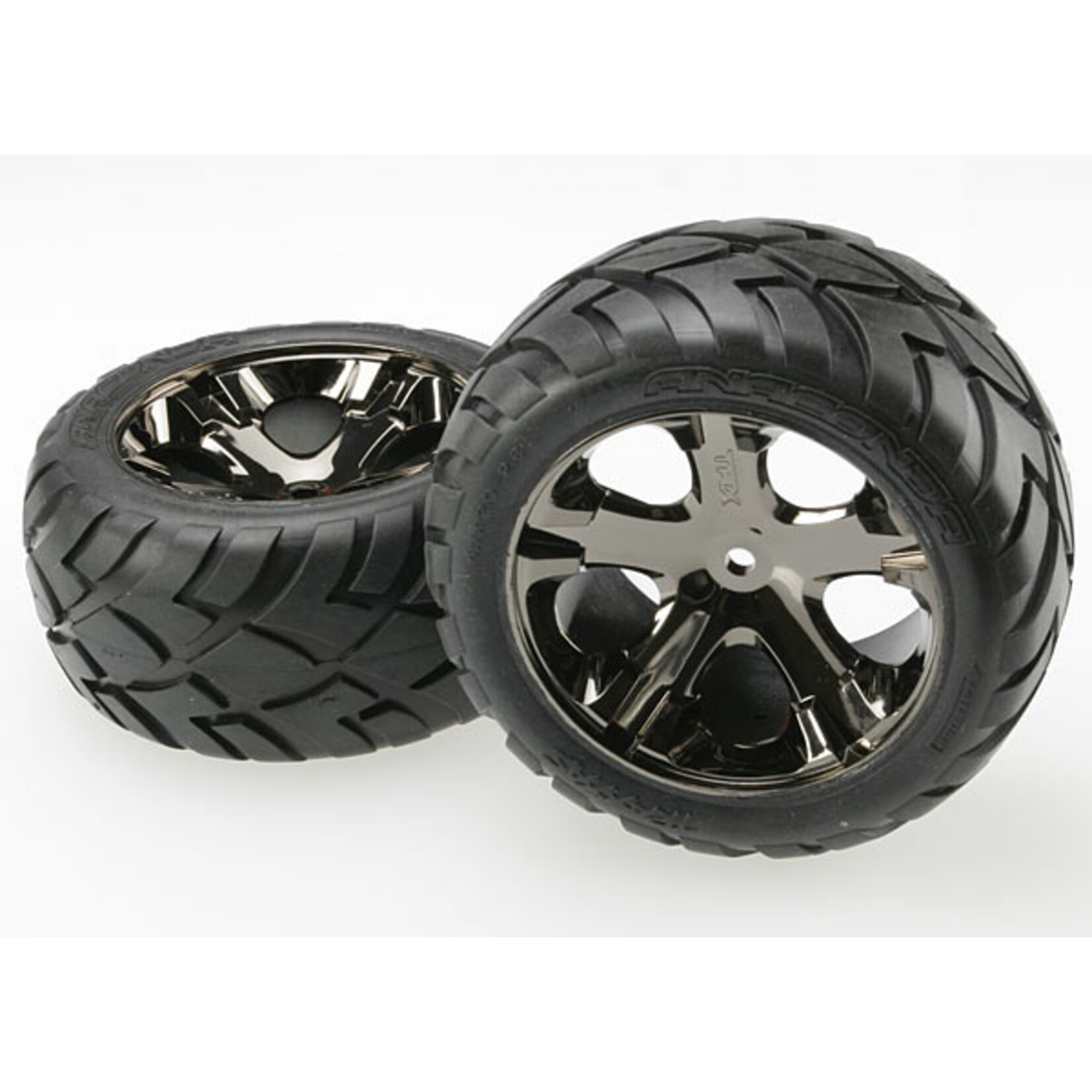 Traxxas 3773A - All-Star Black Chrome Wheels / Anaconda® Tires