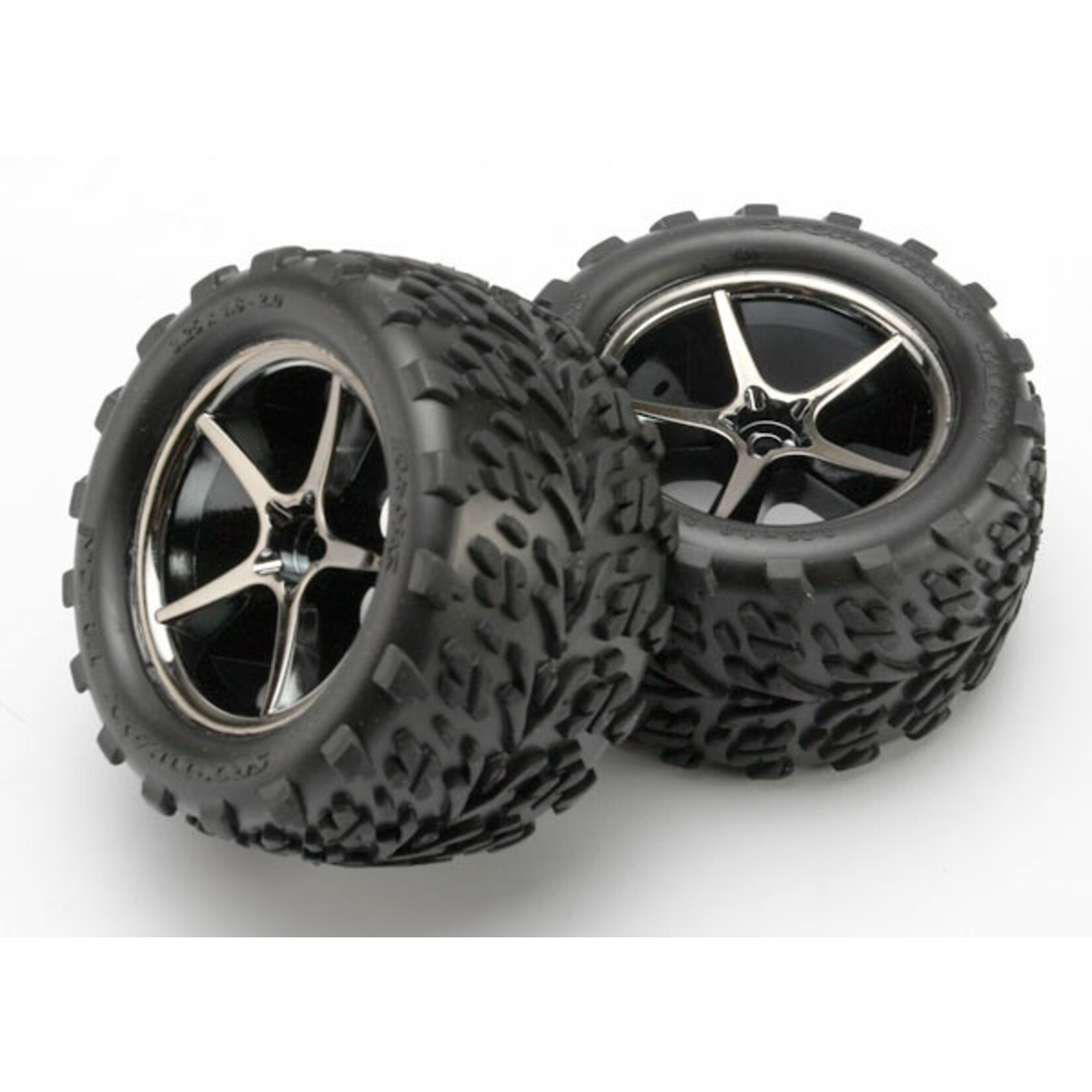 Traxxas 7174A - Pre-Mounted Talon Tires with Gemini Wheels - Black Chrome
