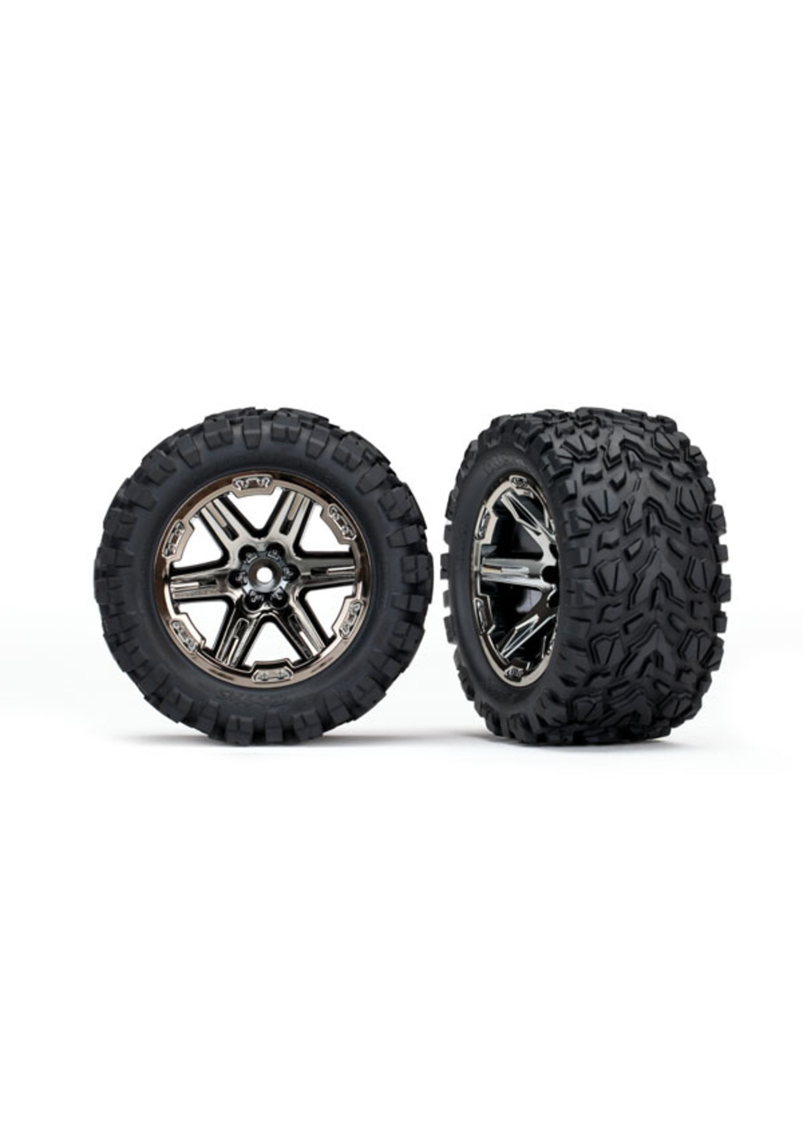 Traxxas 6774X - RXT Black Chrome Wheels / Talon Extreme Tires - 2WD Electric Rear