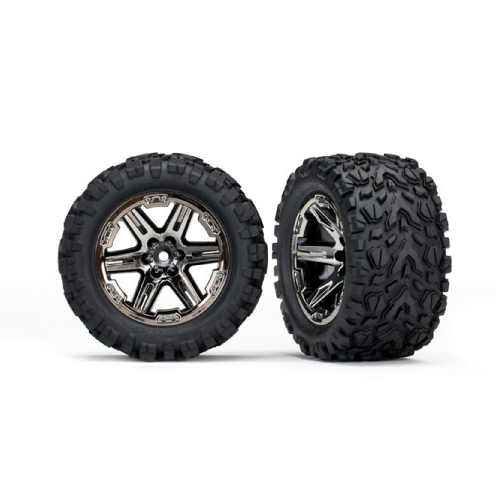 Traxxas 6773X - RXT Black Chrome Wheels / Talon Extreme Tires