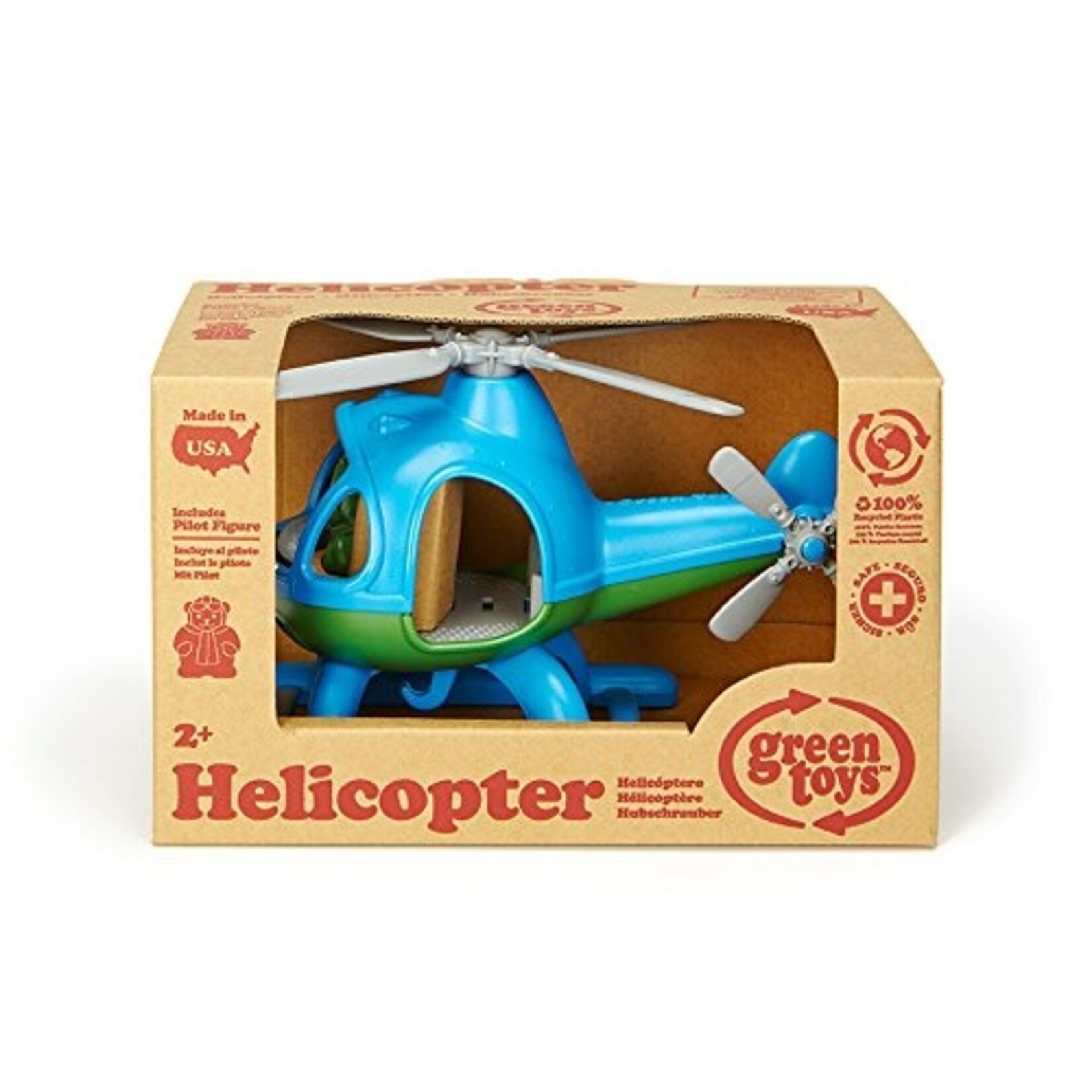 Green Toys Helicopter in Blue and Green Color - BPA Free, Phthalate Free Play Toy