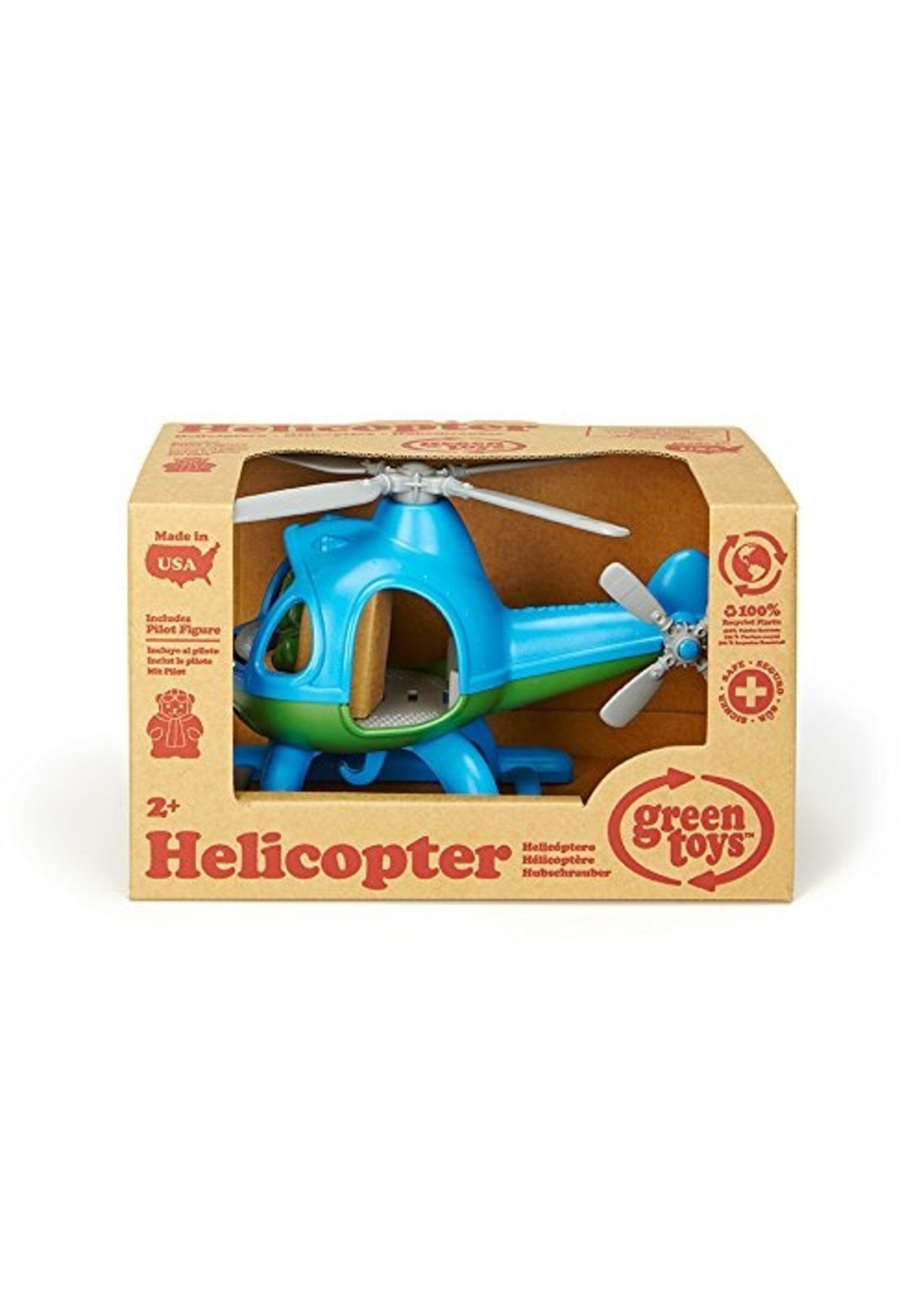 Green Toys Helicopter in Blue and Green Color - BPA Free, Phthalate Free Play Toy
