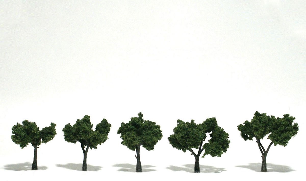 TR1502 - Ready Made Trees, Medium Green 1 1/4"-2"(5)
