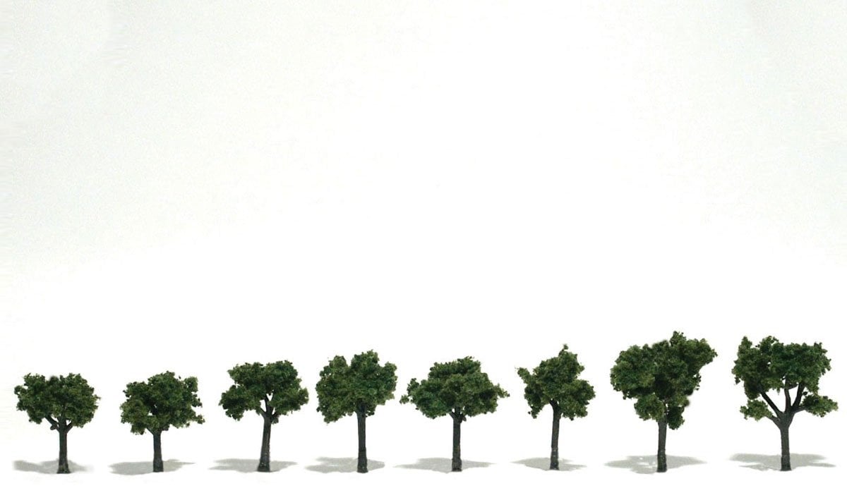 TR1501 - Ready Made Trees, Medium Green 3/4"-1 1/4" (8)